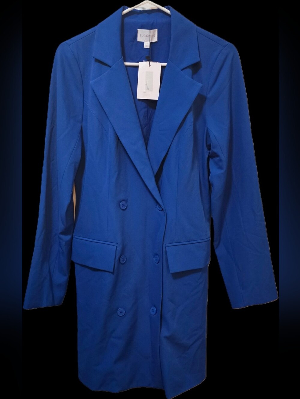 Sugarlips Royal Blue Double-Breasted Long Blazer